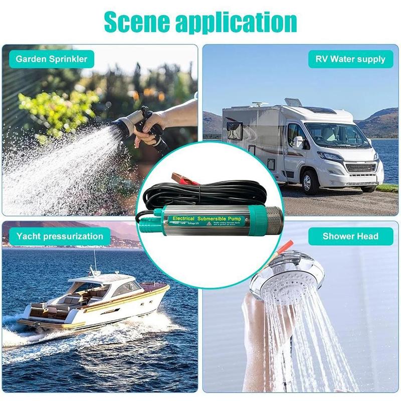 12V Submersible Fuel Oil Transfer Pump Stainless Steel Shell Pure Copper Motor For Car Refueling Boat Farming