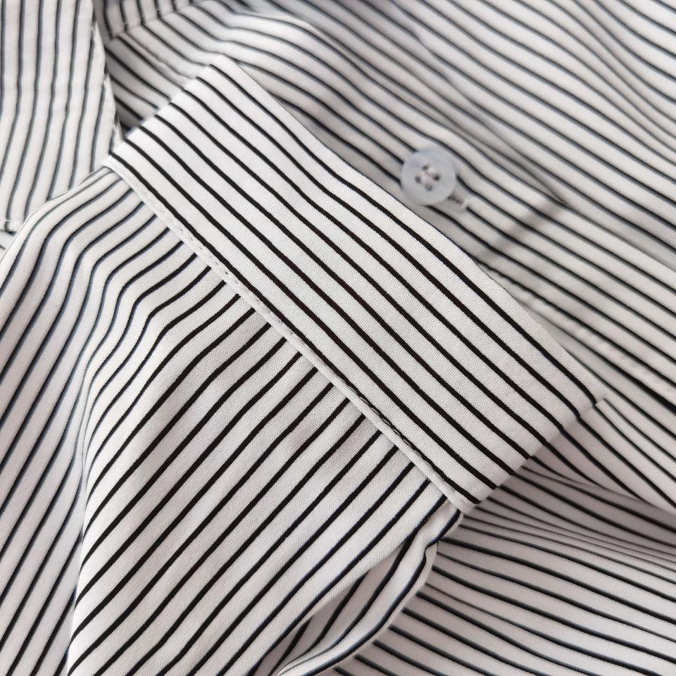 

Women s Loose Long Sleeve Striped Shirt - Versatile, Plus Size, Navy/Blue/Wine Red 5XL