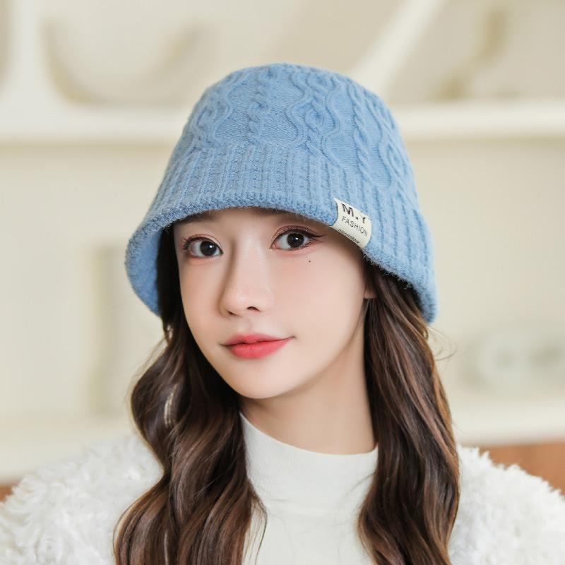 Hats for Women Autumn and Winter Basin Hat Knitted Wool Hat Fisherman Hat Warmth and Thickened Face Showing Small Pullover Hat Head Hat