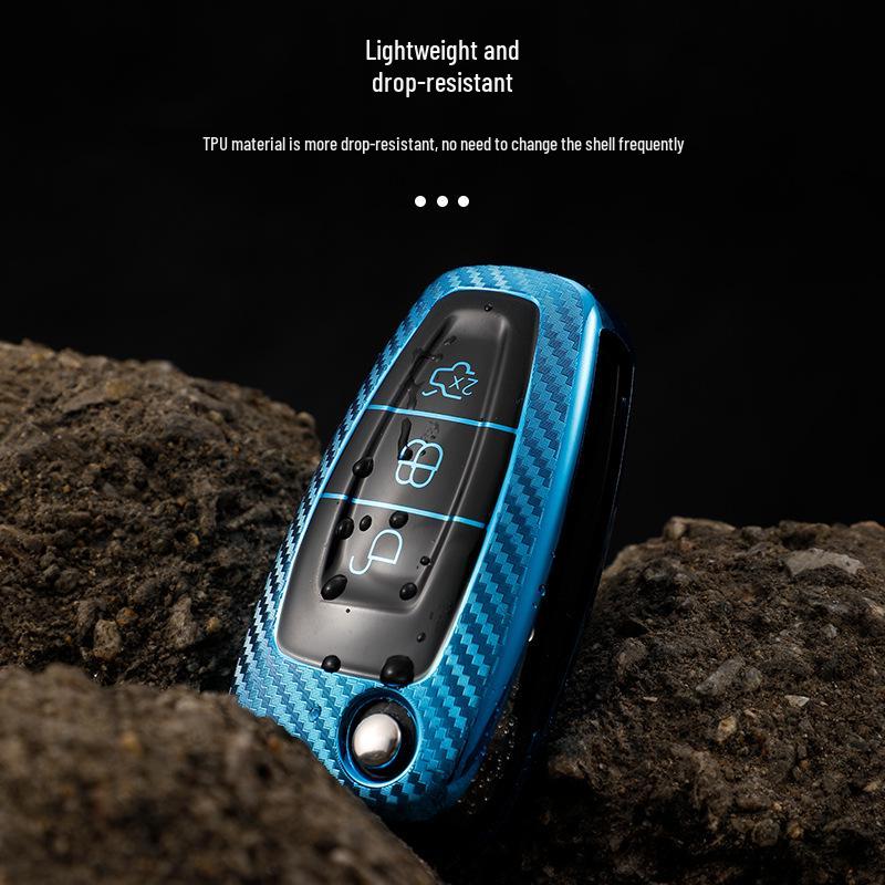 Carbon Fiber Key Case Cover for Ford Kuga 12-17, New Focus, Yibo, Fiesta, Mondeo