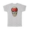 T-shirt cadeau : Crâne Drapeau de Singapour Couleurs Nationales Singapouriennes