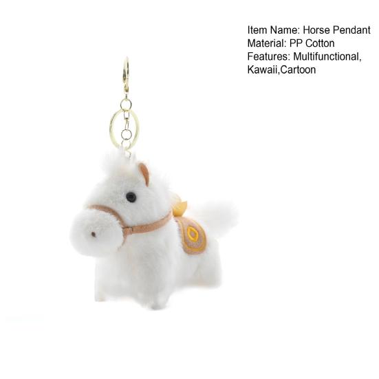 2026 Year of The Horse Plush Cartoon Yuanbao Pony Keychain Pendant Kawaii Horse Figurine Desktop Ornament Cute Backpack Decoration Gift