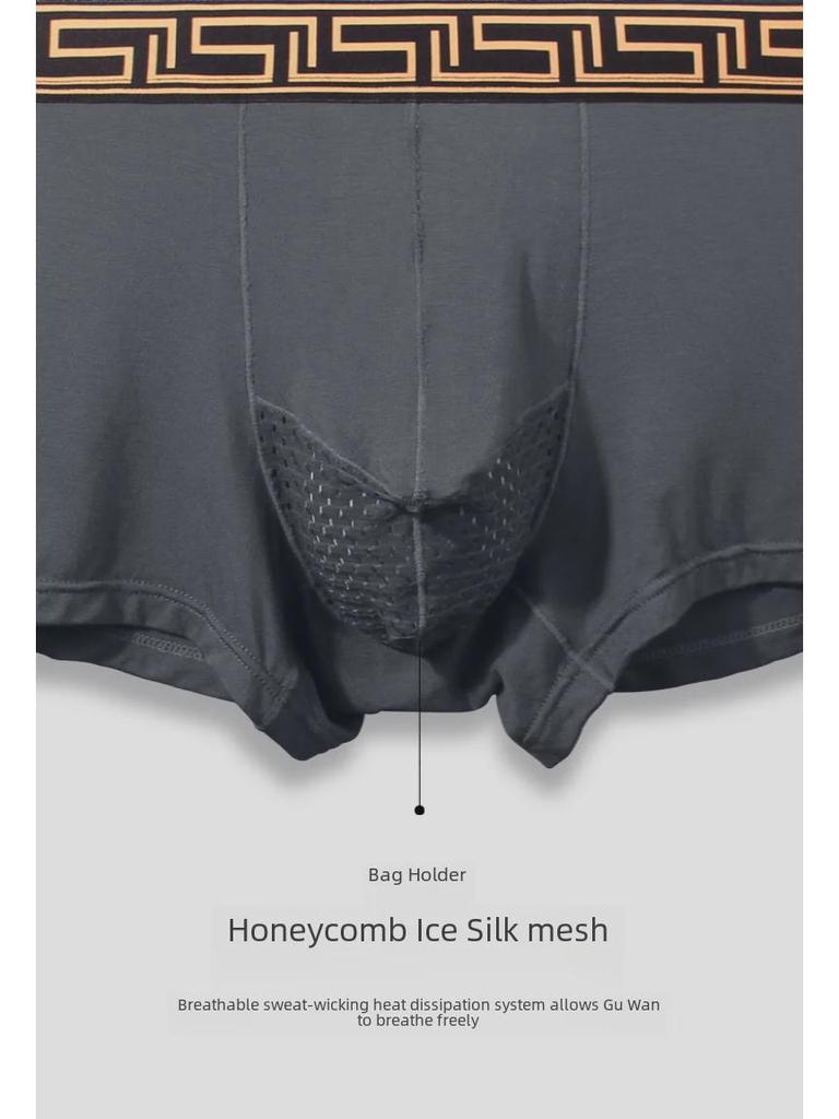 Men's Elephant Underwear, Ice Silk Breathable Mesh U-Convex Large Size Boxer Briefs
