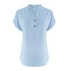 2025 Women's Solid Color V-Neck Buttoned Cotton-Linen Short-Sleeve Top