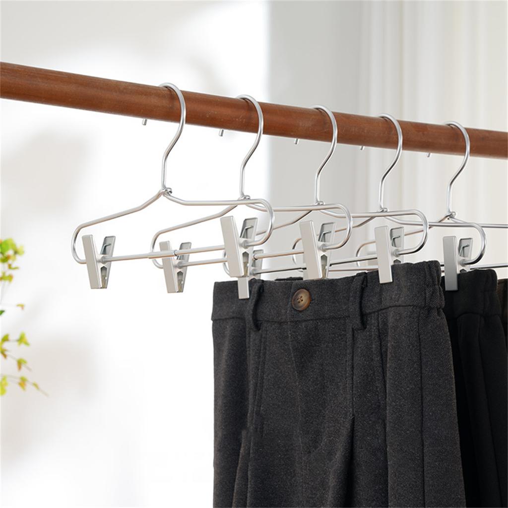 Metal Hangers With Clips Wardrobe Clothes Hanger  Light-Weight Metal Clothes Hangers for Home Hotels Dorms Malls
