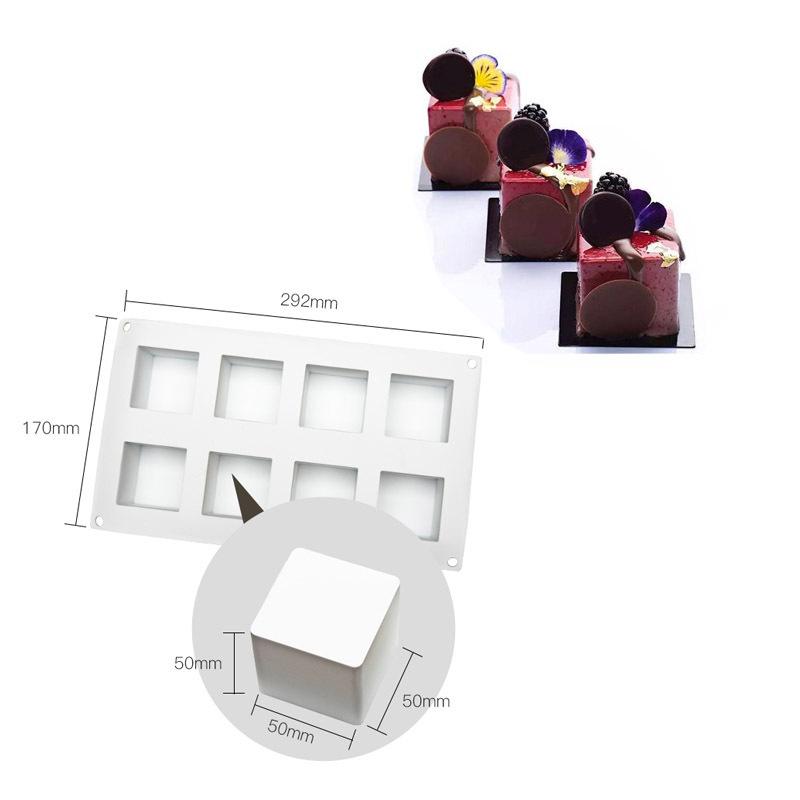 1 Pc 8 Square Silicone Mold, Three-dimensional Rubik's Cube Mousse Dessert Pudding Mold, Jelly Ice Cube Mold, Candle Mold