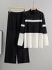 European Trendy Striped Sweater & Wide-Leg Pants Set for Women - Autumn/Winter Fashion Two-Piece