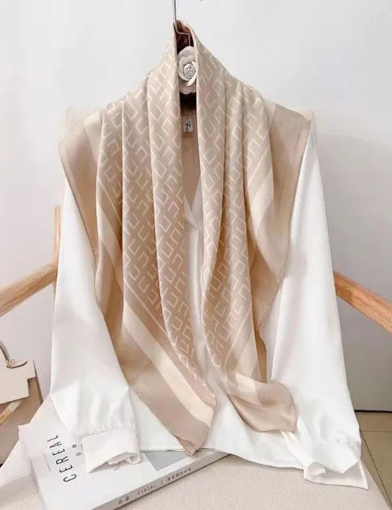 Farbblock bedruckter Seidenschal 90cm Twill-Schal Koreanische Version des All- Großer quadratischer Schal Sonnenschutzschal Kopftuch Damen