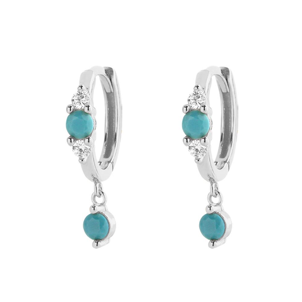 Elegant S925 Silver Turquoise Butterfly Studs & Four-Leaf Clover Earrings for Women