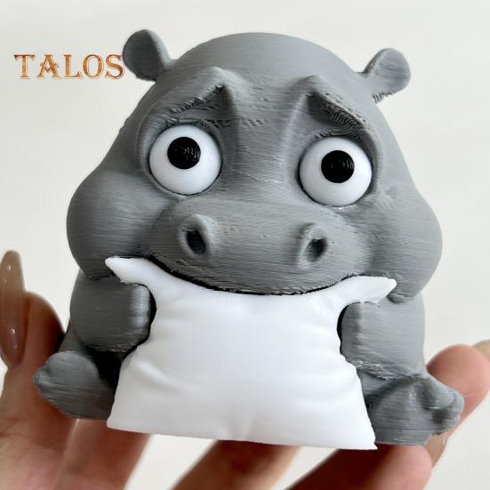 Trauriges Baby-Nilpferd 3D-gedrucktes Nilpferd-Ornament Miniatur-Nilpferd-Figur Desktop-Sammlerstück Nilpferd-Dekoration für Zuhause Büro
