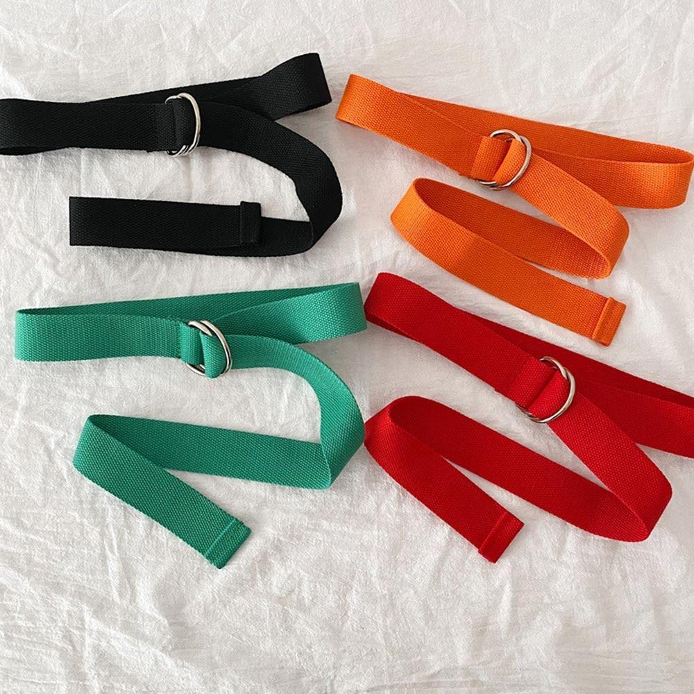 Korean Style Double Ring Buckle Casual Student Belt Trendy Canvas Belt  for Jeans