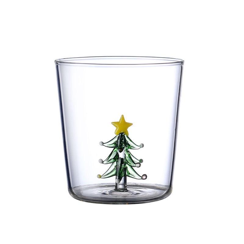Creative Glass Christmas Cup 3D Christmas Tree Inside Mug Wine Glass for Daily Party Drinking Glasses Coffee Milk Mug Lover Gift