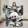 Warm Soft Blankets Camping Jujutsu Kaisen Gojo Satoru Chibi Character Bedding Throws  Flannel Bedspread For Couch Bed Bed Cover