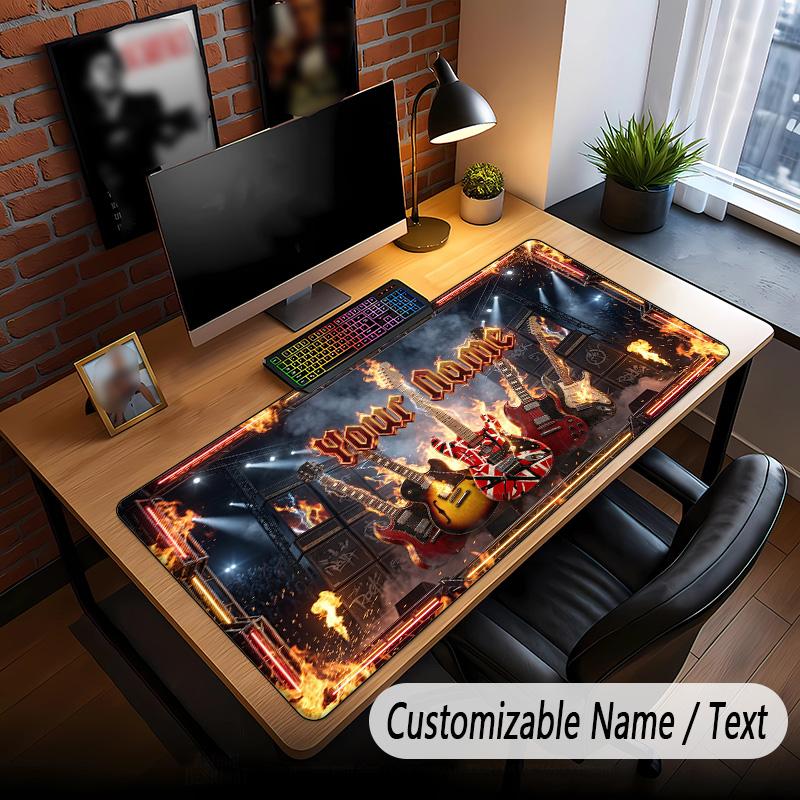 Tastatură Personalizată cu Tematică Muzică Chitară Personalizată Cu Nume Text Covoraș de Birou Personalizat Pentru Birou Decor Acasă