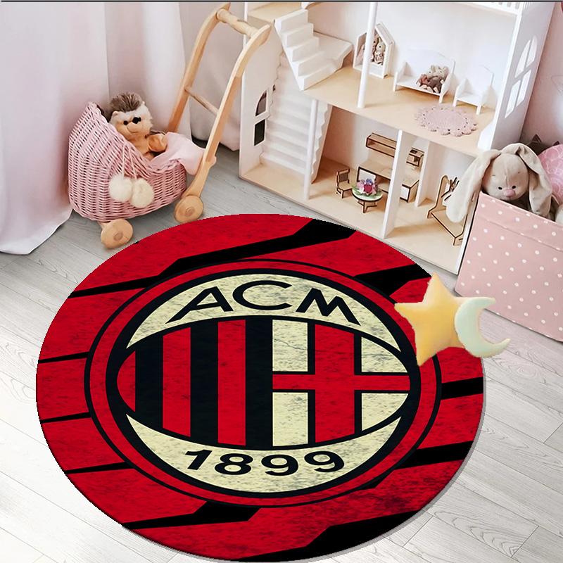 1PCS Tappeto Rotondo Milan Football Club Stampato Tappeto Rotondo per Area, Tappeto per Casa Ufficio, Tappeto Rotondo per Sedia, Tappeto Decorativo Regali per Fan Regalo di Natale