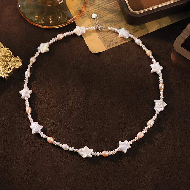 Natural Freshwater Baroque Pearl Star Beaded Necklace for Women Wedding Bridal Star Pearl Mixed Bead Choker Fashion Jewelry