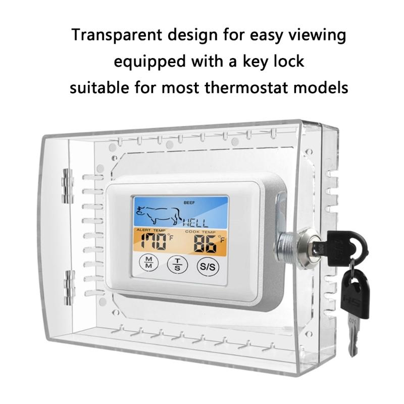 Clear Thermostat Lock Box With Key Lockable Thermostat Protective Cover Replacement Guard for Thermostats on Wall