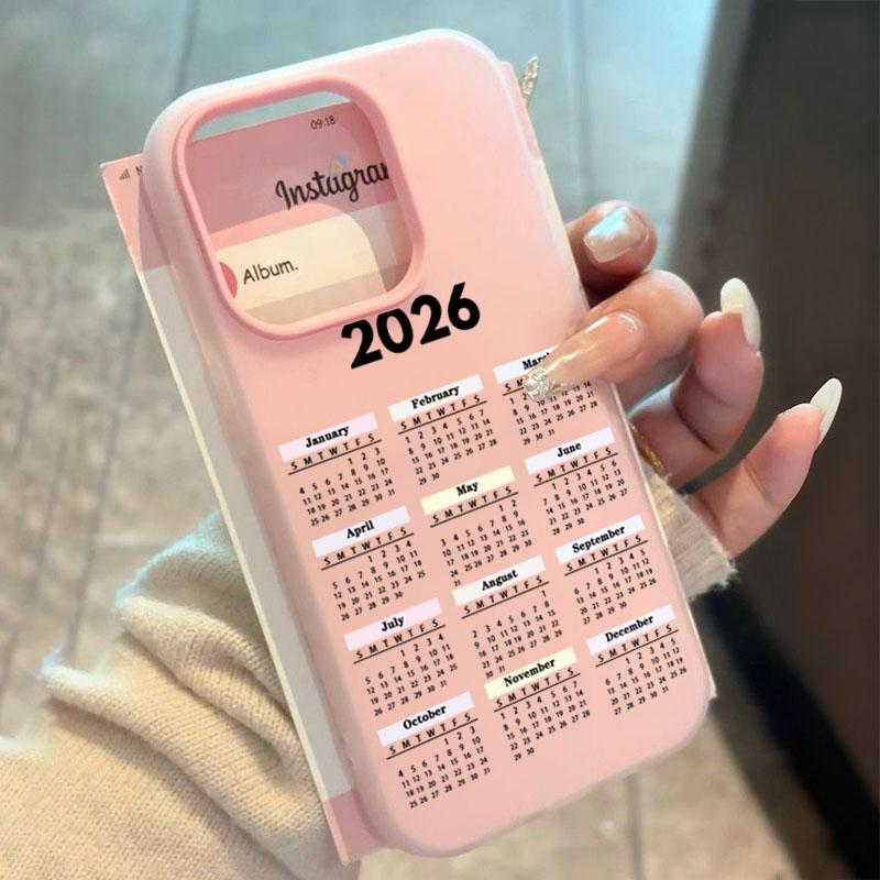 Fashion New 2026 Calendar Pattern Phone Case For iPhone 17 16 Pro Max 15 14 13 12 11 XS X XR 16E 7 8 16 Plus 17 Air Jelly Cover