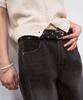 SIS A Studded Slim Cow Leather Belt [Black]