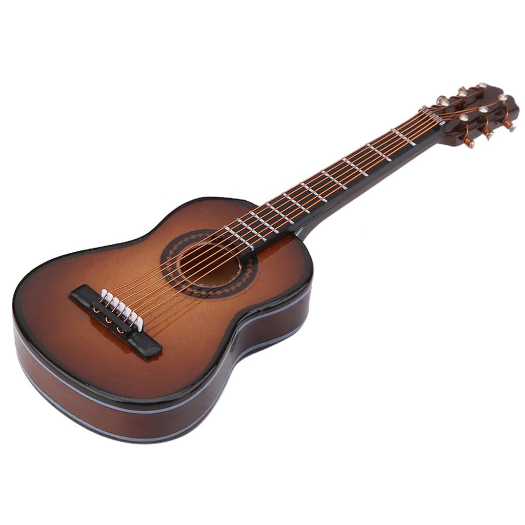 Miniatur-Gitarrenmodell aus Holz, Anzeige, Mini-Musikornamente, Handwerk, Wohnkultur (Braun 10cm)