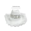 Handmade Wedding Party Cowgirl Hat with Pearl BRIDE Letter Bridal Western Fedoras Hat with Plush Trim for Photography