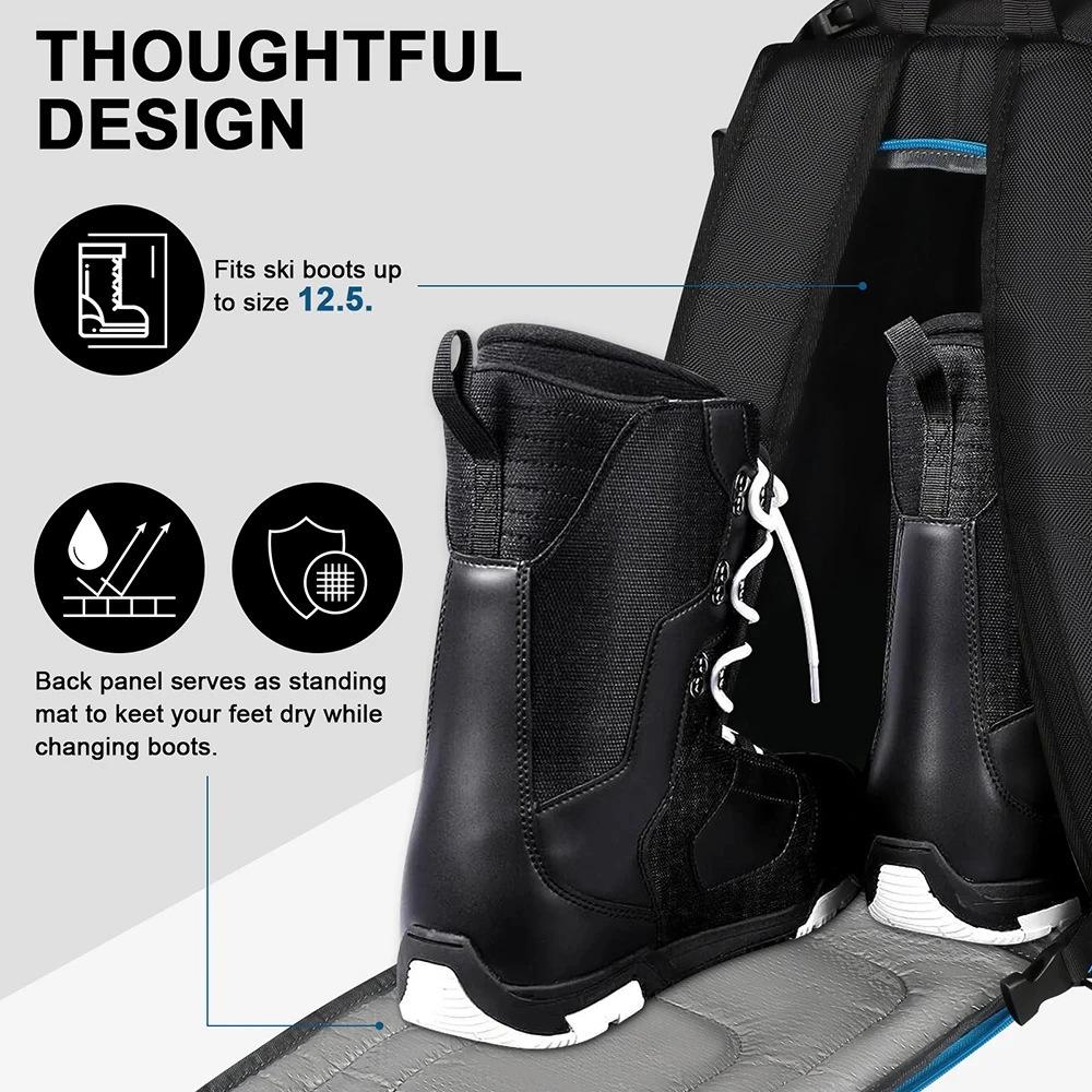 Multifunctional Ski Backpack: Double Shoulder, Ski Boot & Helmet Storage, Wet/Dry Separation