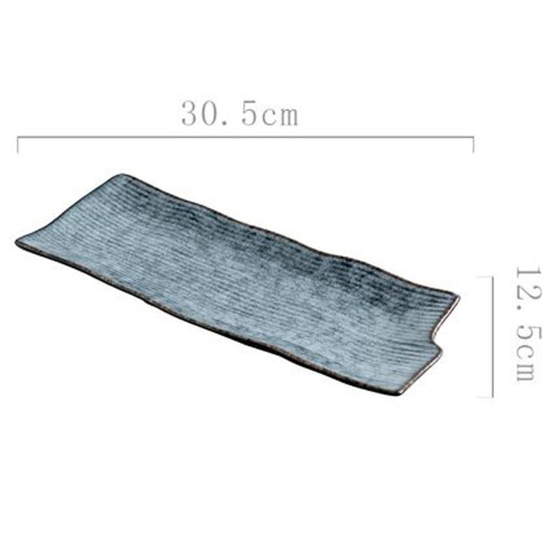 Japanese Sushi Plate Rectangular Ceramic Sashimi Flat Plate Creative Tableware Irregular Long Commercial Japanese Material Plate