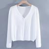 Women's Long Sleeve Cardigan V Neck Elegant Knit Top Thin Solid Color Shrug