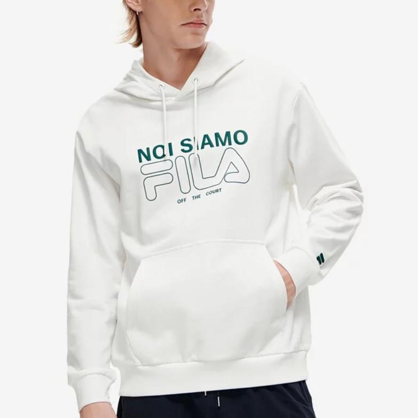 Fila Fusion Simple Letter Print Tennis Sports Knit Hoodie Men Hoodies Standard-White T11M243206FWT