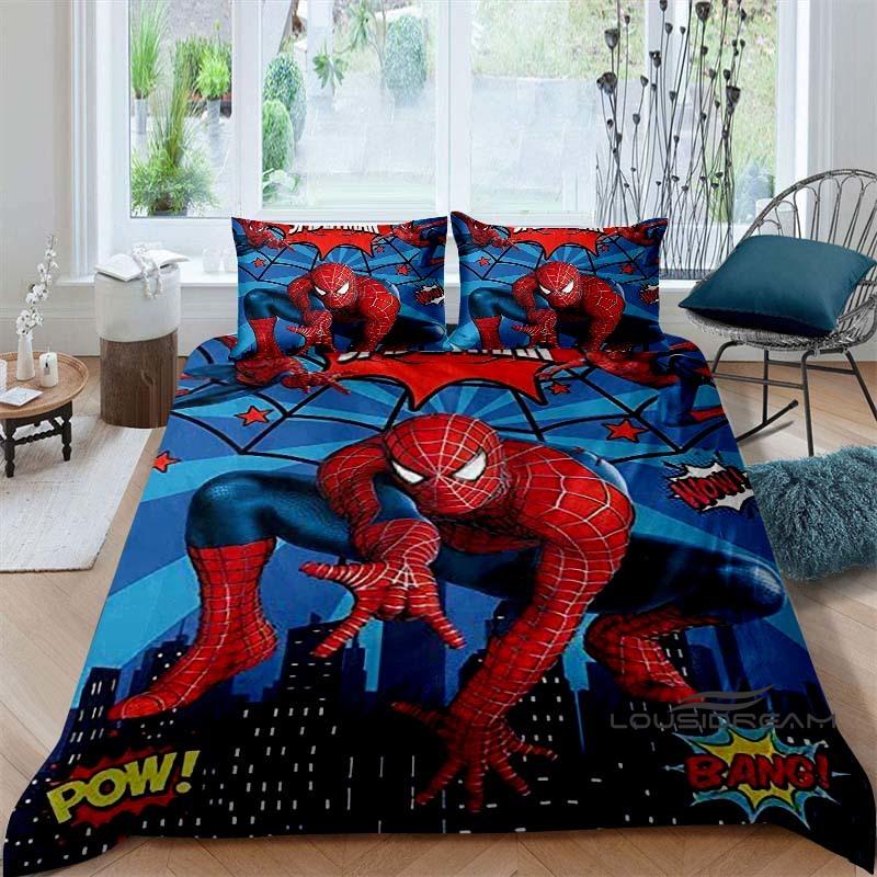 Spider-Man 3D printed duvet cover and pillowcase bedding set, available for single, double, king, and queen beds, suitable for