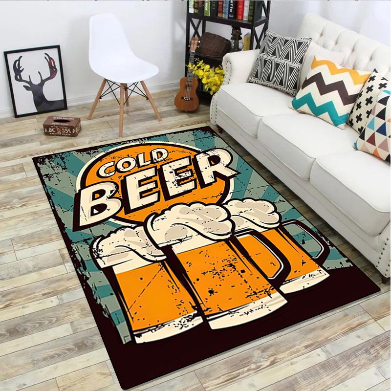 1Pc Beer Print Rug - Home Decoration Carpet For Living Room Bedroom Flooring Computer Chair Area Rug