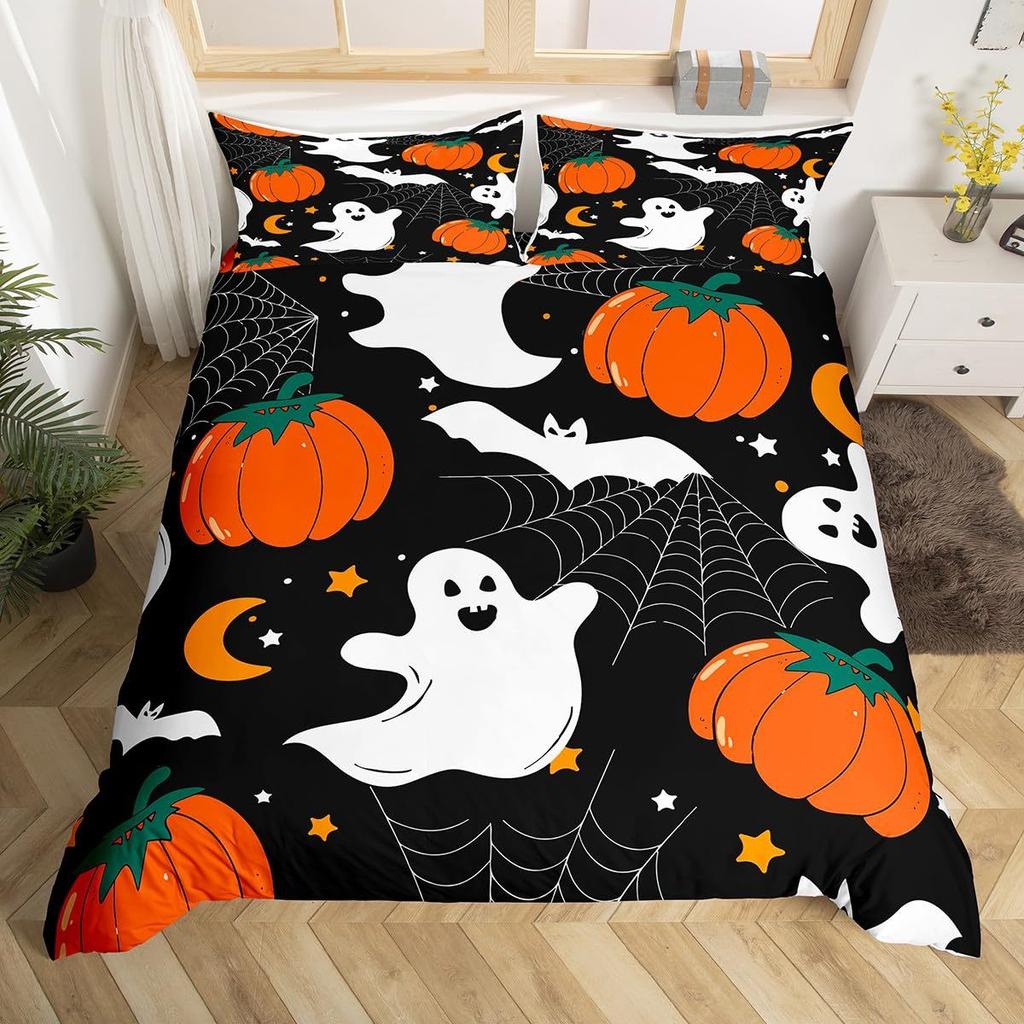Halloween Duvet Cover Set Pillowcase Ghost Horror Bedding Set,Soft Comfortable Duvet Cover For Bedroom Decoration