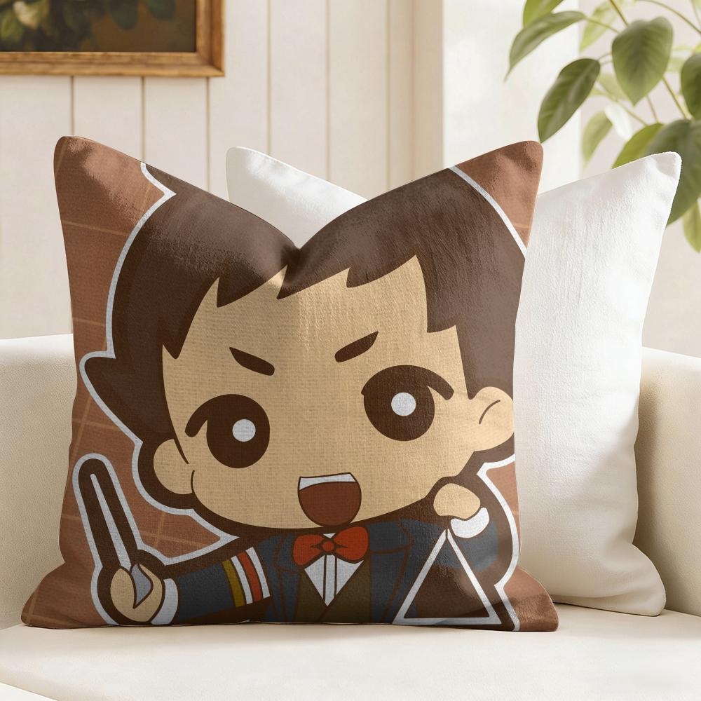 Phoenix Wright Ace Attorney Trilogy Cushion Cover Eco Linen Pillow Case DoubleSided Print Breathable Durable Zipper Home Decor