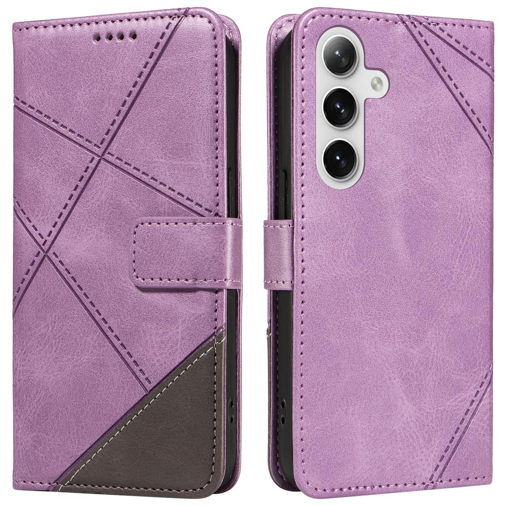 Etui na Samsung Galaxy S25/S24 Portfel ze skóry PU o fakturze cielęcej Pokrowiec na telefon Geometryczna linia