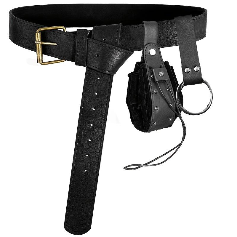 Medieval Leather Waistband Belt with Cord and Pouch