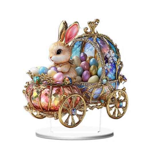 

Easter Table Sign 2D Flat Acrylic Bunny Egg Tiered Tray Ornaments Spring Indoor Tabletop Centerpiece for Desktop Shelf Home Decor H