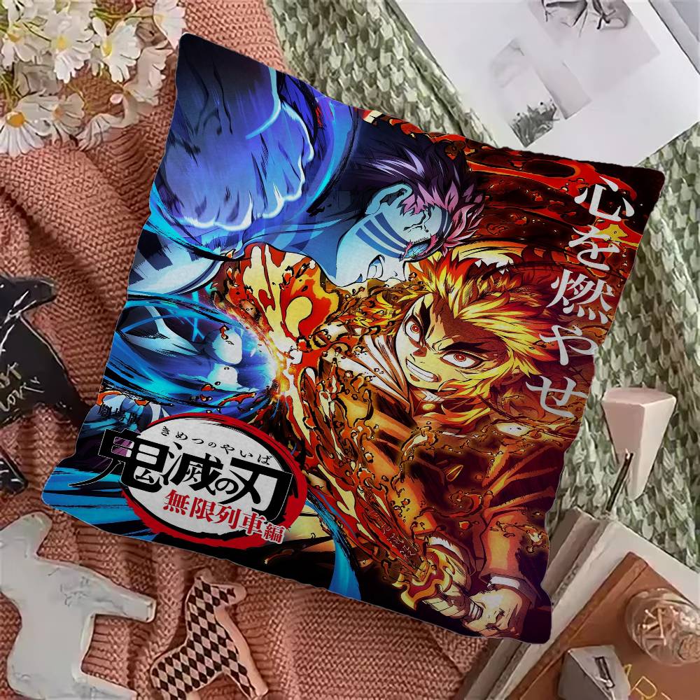 Demon Slayer Cushion Cover Inches Farmhouse Decor Home Throw Pillow Covers For Couch Decorations