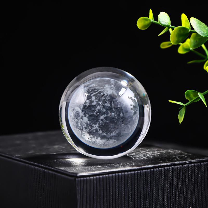 30 Clear Crystal Balls with 3D Laser-Engraved Solar System and Earth Galaxy Design - Creative Desktop Ornaments