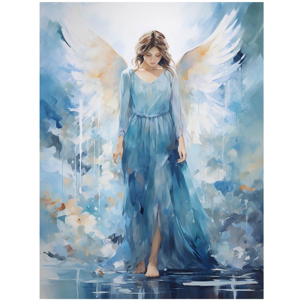 Blue Beauty: Angel Watercolor Blue Beauty: Angel Watercolor, 30X40 Cm, Unframed, Matte Paper 230 Gsm