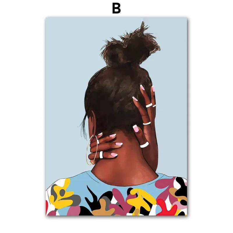 

Модная картина на холсте Акварель Поп-арт Мода Черная женщина Настенная картина Печать абстрактный постер Декор для гостиной Настенная картина для дома 21cm×30cm NoFrame
