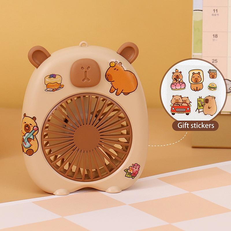 Roztomilá kapybara mini přenosný ventilátor ruční malý ventilátor USB nabíjení 3 rychlosti ruční ventilátor vhodný pro kancelář venkovní cestování kempování