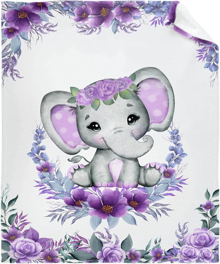 Elephant Blanket Gifts for Women Girls Super Soft Cozy Elephant Throw Blanket Warm Fuzzy Plush Fleece Bedding Decor Blanket