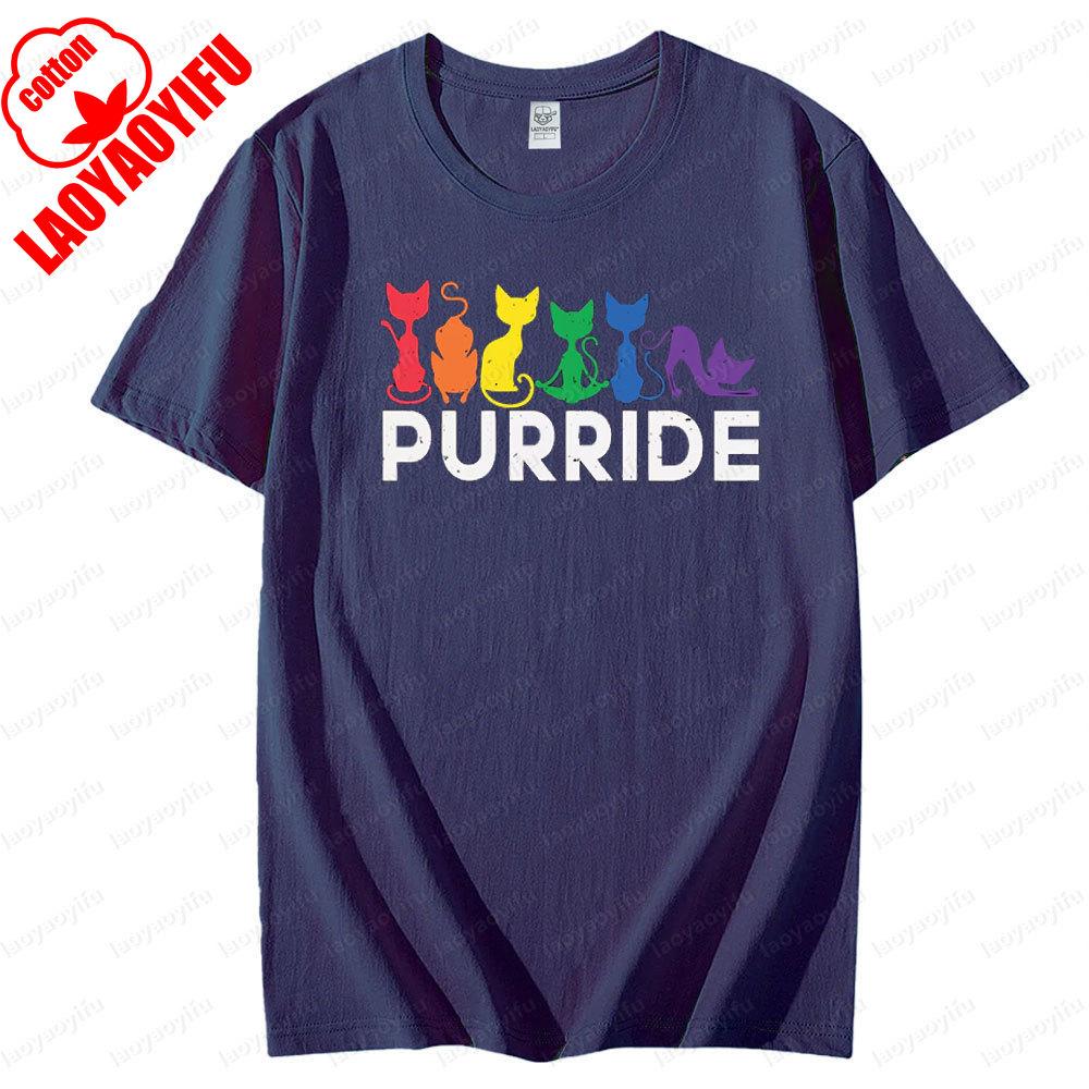Rainbow Cat LGBT Symbol Tee Tops Gay Pride Month Tshirt Unisex Printed Tshirt Men Women Universal Casual Summer Short Sleeve