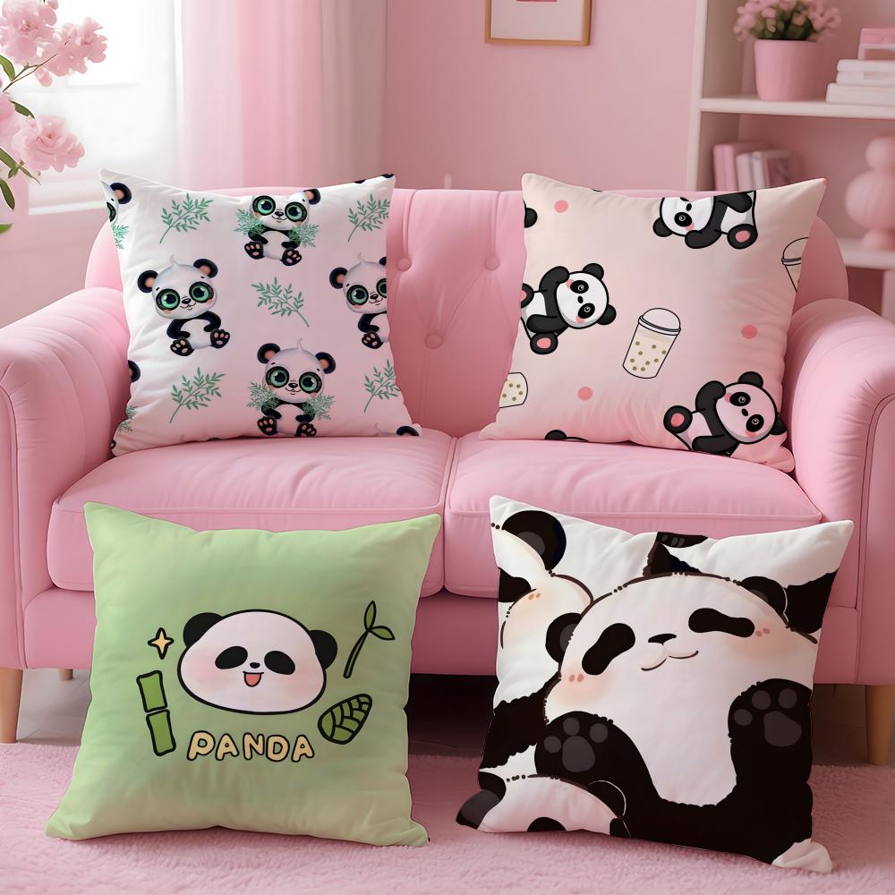 Lovely Panda Pillow Case Short Plush Double-Sided Printing Home Machine Washable In Warm Winter Cushion Cover