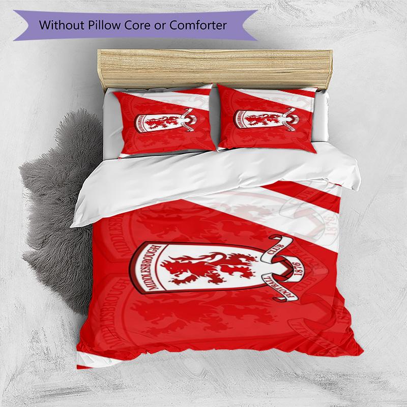Middlesbrough F.c Printed Pattern Duvet Cover Set – Includes 1 Duvet Cover and 2 Matching Pillowcases Bedroom Decor Christmas Gifts