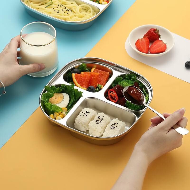 ZISIZ 304 Stainless Steel Kids Divided Lunch Tray