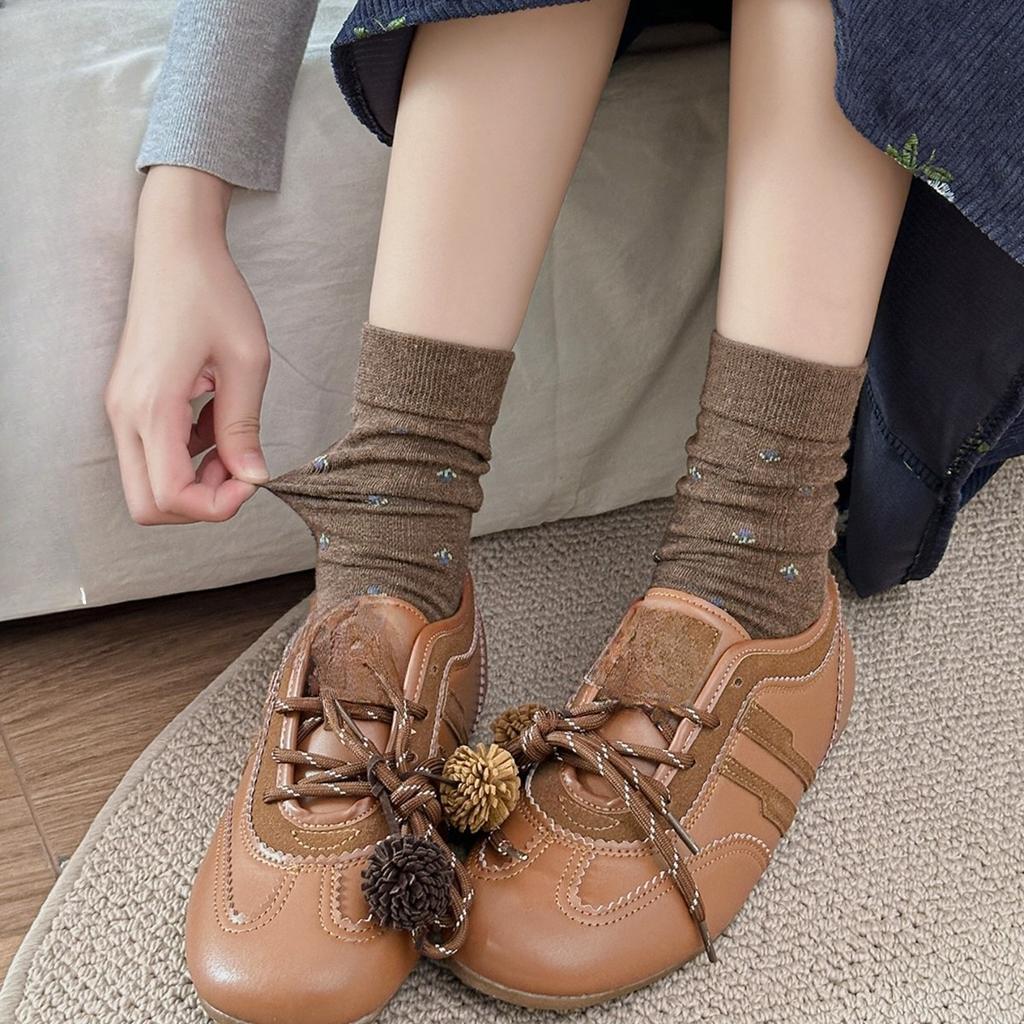 Women's Mid-calf Socks, Trendy Spring and Autumn Small Floral Women's Long Socks, Summer Thin Pile Socks, Long Calf