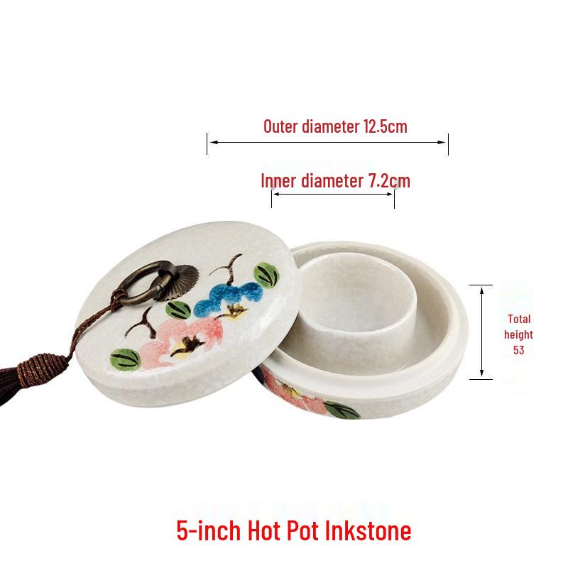 Multi-Purpose Inkwell Set: Includes Inkstone with Lid, Ink Stick, Brush Rest, Ink Sea, Ceramic Inkwell, Ink Box, and Ink Dish.