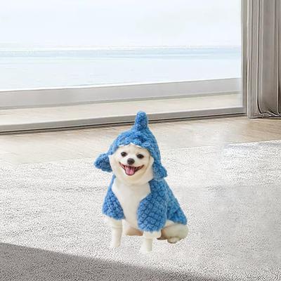Köpek Kedi Köpekbalığı Kostümü Büyük Evcil Hayvan Yavru Kışlık Mont Sıcak Ceket Kapüşonlu
