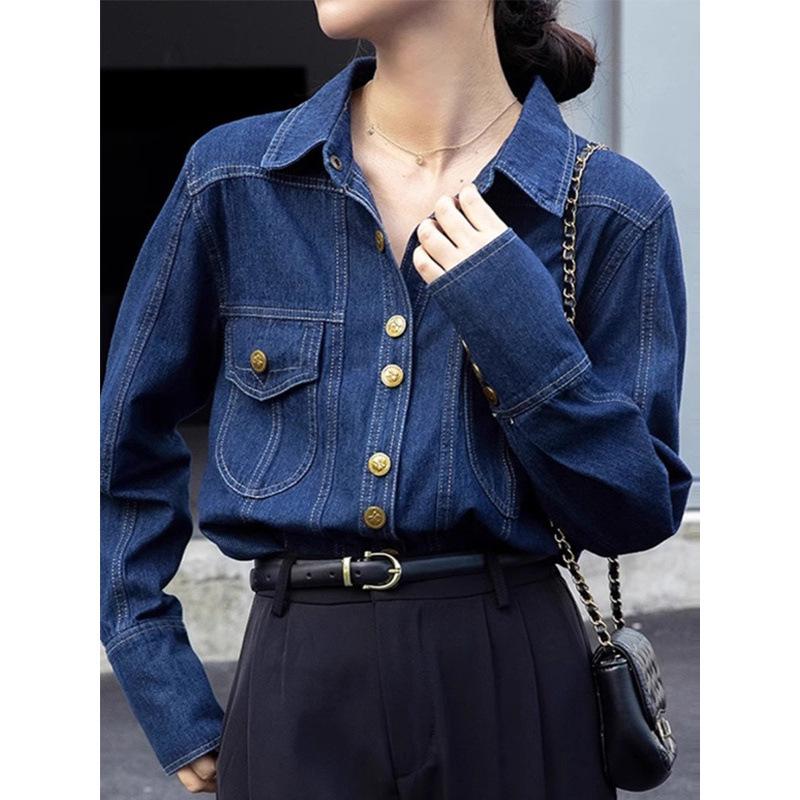 Women's Plus Size Retro Denim Shirt Jacket - Spring/Autumn 2025